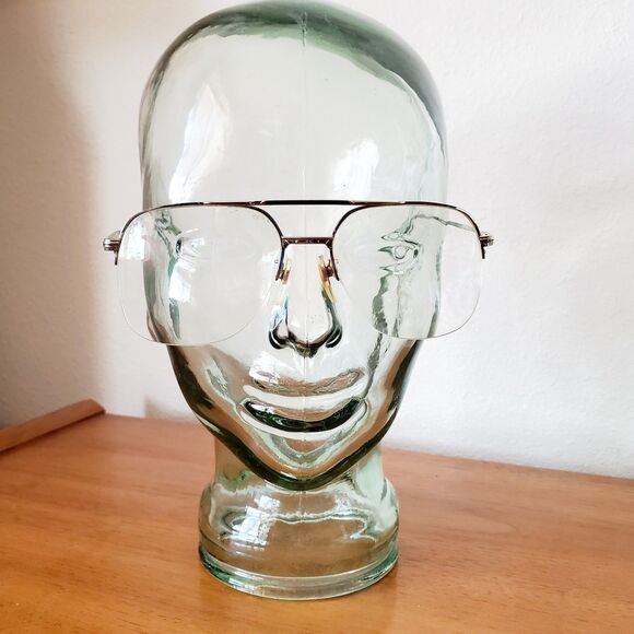 VTG Mens Eyeglasses Travis Blk Gold Frame 145 Oversize Retro Aviators 59/18